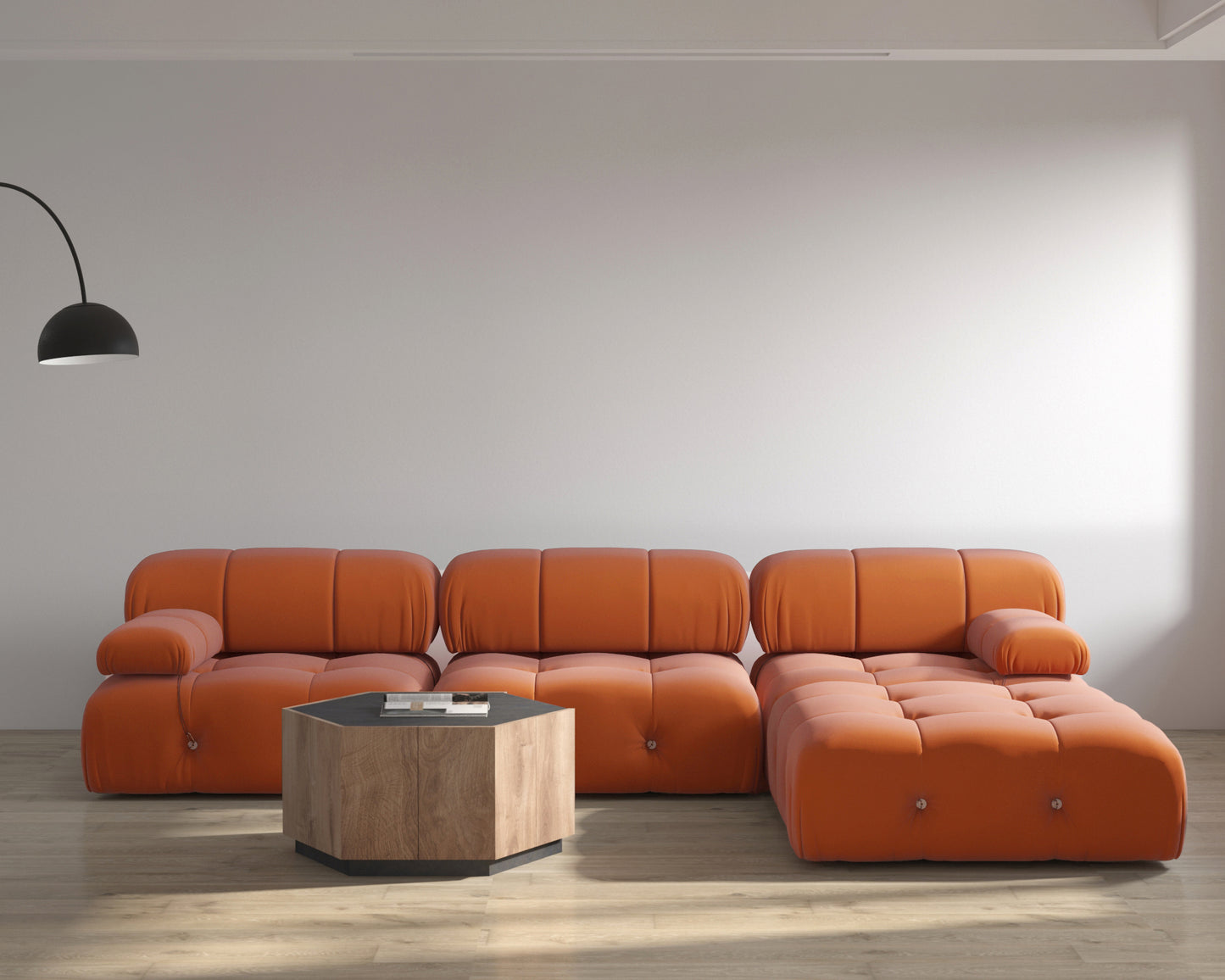 Atunus SF-105 Mario Bellini L-Shaped Velvet Modular Sectional Sofa