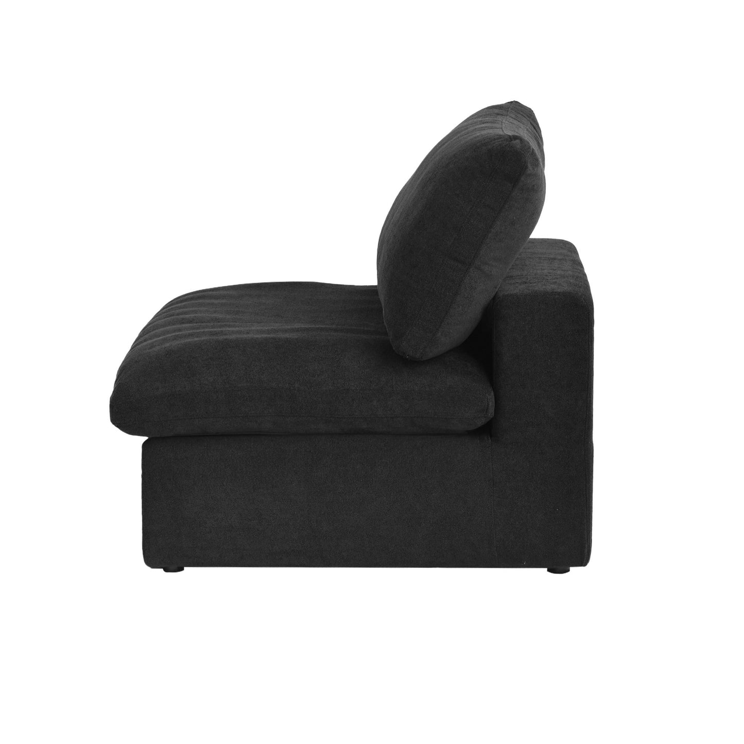 luxurious Corduroy Sectional Sofa Set (Black) is crafted with a wooden frame and sponge filling, offering durability and comfort. Its modular design and modern style make it versatile for various settings like living rooms, villas, or hotels.