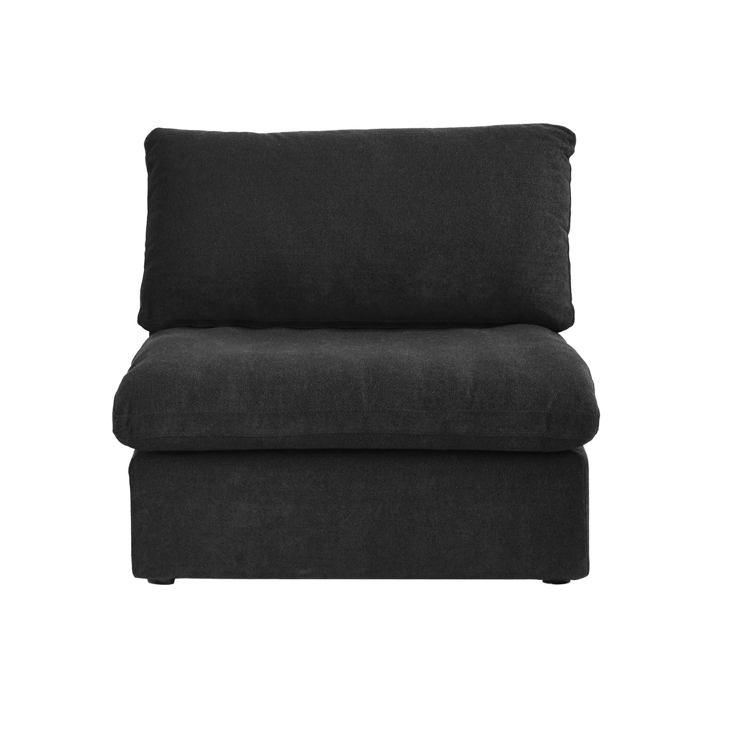 luxurious Corduroy Sectional Sofa Set (Black) is crafted with a wooden frame and sponge filling, offering durability and comfort. Its modular design and modern style make it versatile for various settings like living rooms, villas, or hotels.
