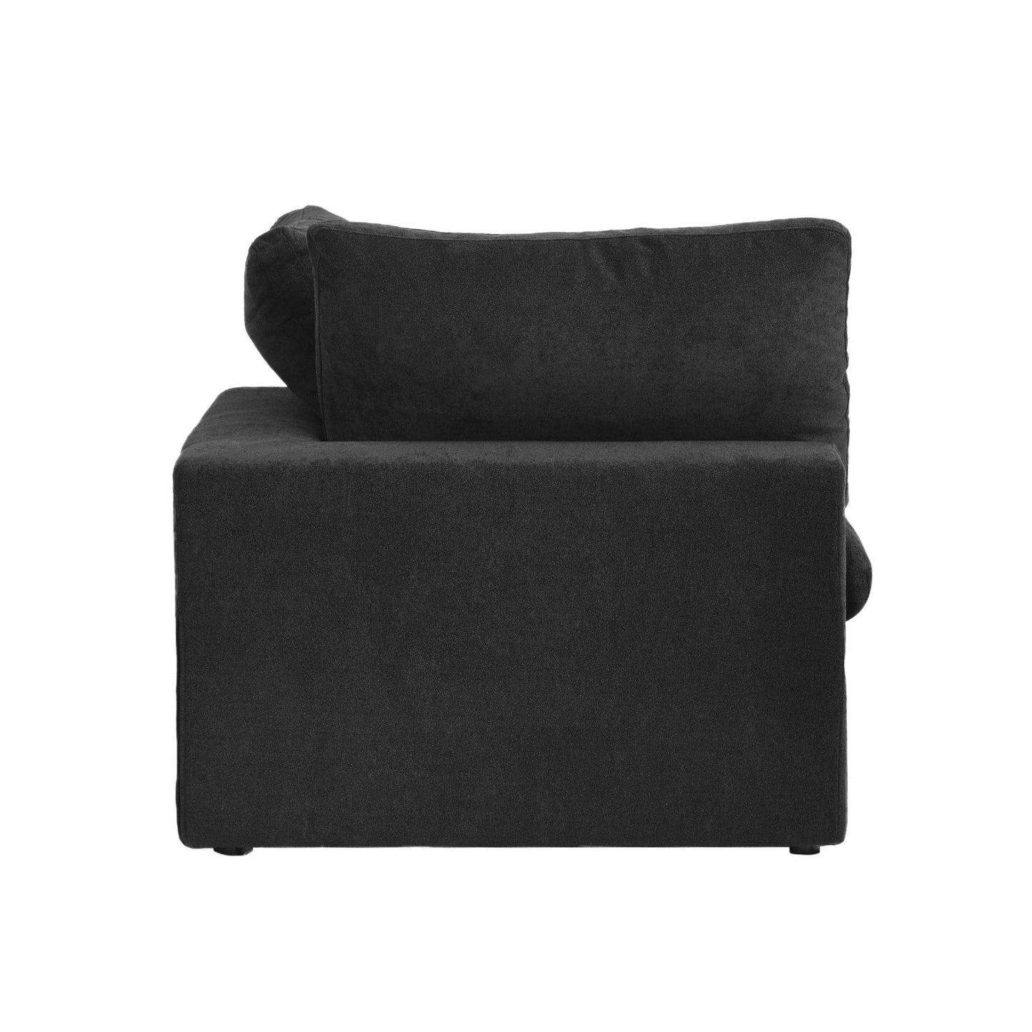 luxurious Corduroy Sectional Sofa Set (Black) is crafted with a wooden frame and sponge filling, offering durability and comfort. Its modular design and modern style make it versatile for various settings like living rooms, villas, or hotels.