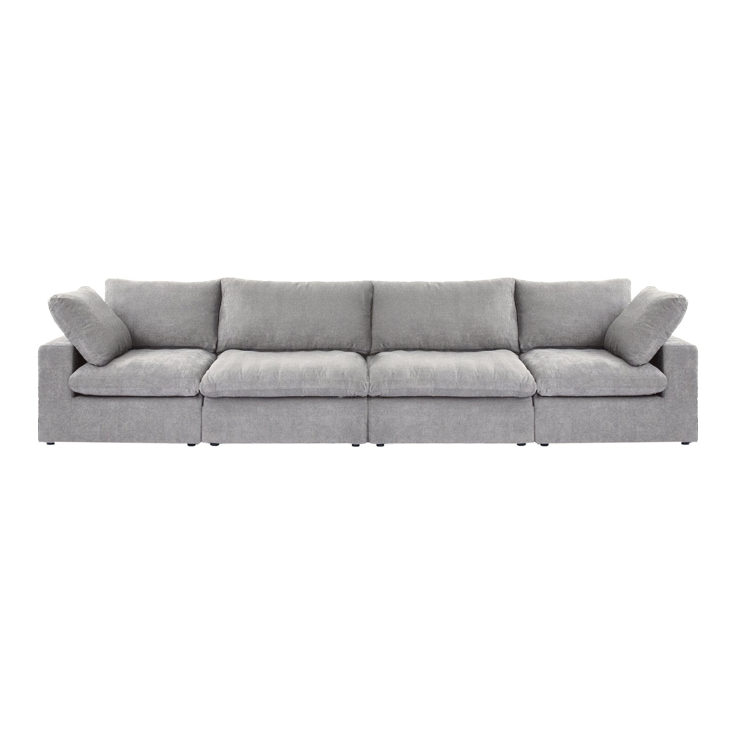 luxurious Corduroy Sectional Sofa Set (Gray) is crafted with a wooden frame and sponge filling, offering durability and comfort. Its modular design and modern style make it versatile for various settings like living rooms, villas, or hotels.
