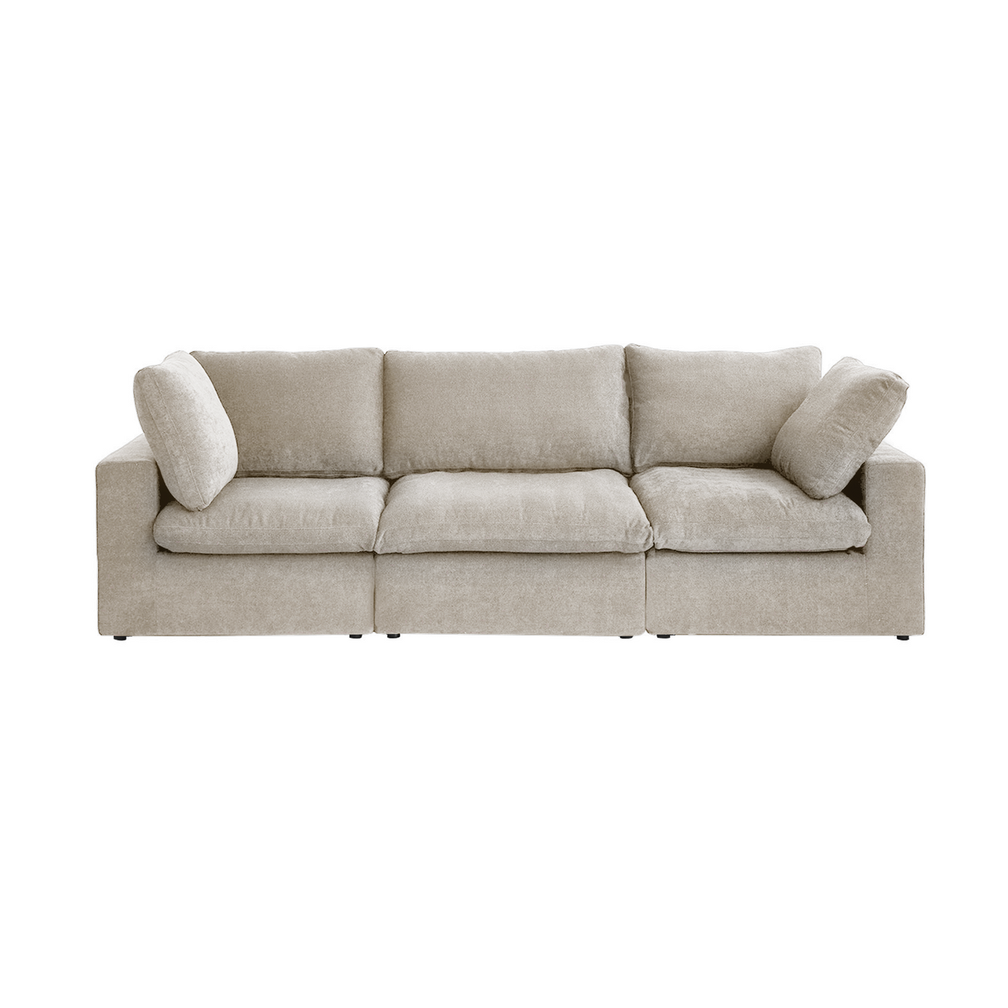 luxurious Corduroy Sectional Sofa Set (Beige) is crafted with a wooden frame and sponge filling, offering durability and comfort. Its modular design and modern style make it versatile for various settings like living rooms, villas, or hotels.
