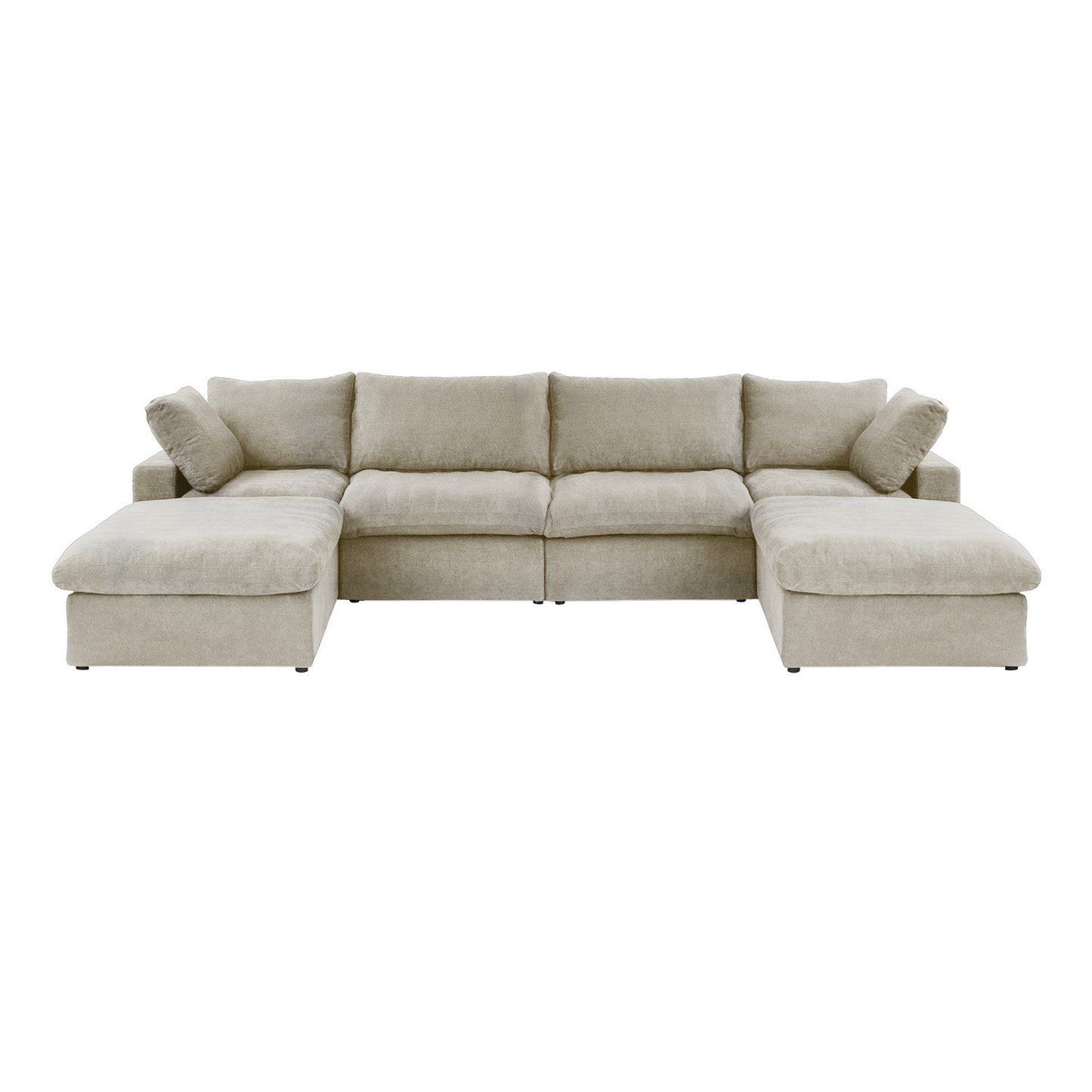 luxurious Corduroy Sectional Sofa Set (Beige) is crafted with a wooden frame and sponge filling, offering durability and comfort. Its modular design and modern style make it versatile for various settings like living rooms, villas, or hotels.