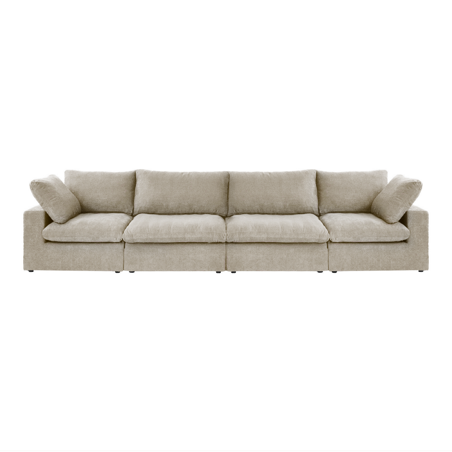 luxurious Corduroy Sectional Sofa Set (Beige) is crafted with a wooden frame and sponge filling, offering durability and comfort. Its modular design and modern style make it versatile for various settings like living rooms, villas, or hotels.