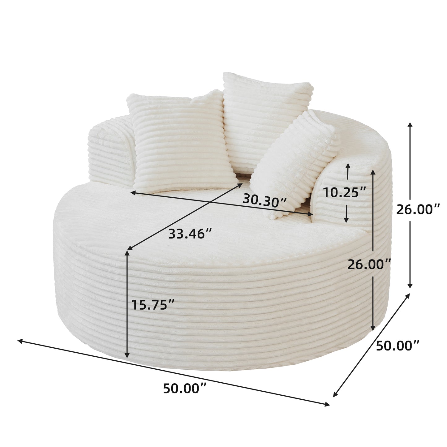 Luxury Corduroy Round Modular Accent Chair & Daybed by Atunus