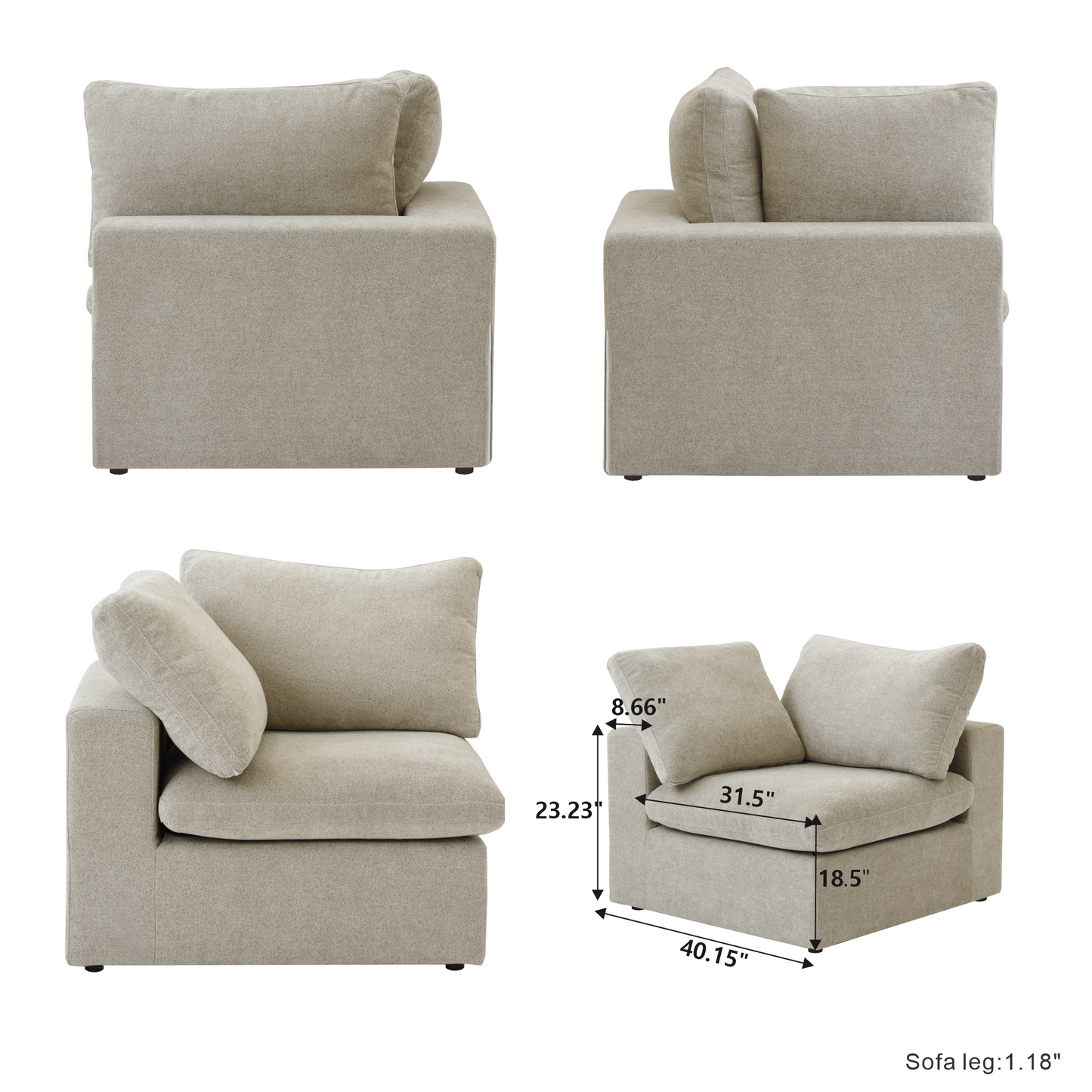 luxurious Corduroy Sectional Sofa Set (Beige) is crafted with a wooden frame and sponge filling, offering durability and comfort. Its modular design and modern style make it versatile for various settings like living rooms, villas, or hotels.