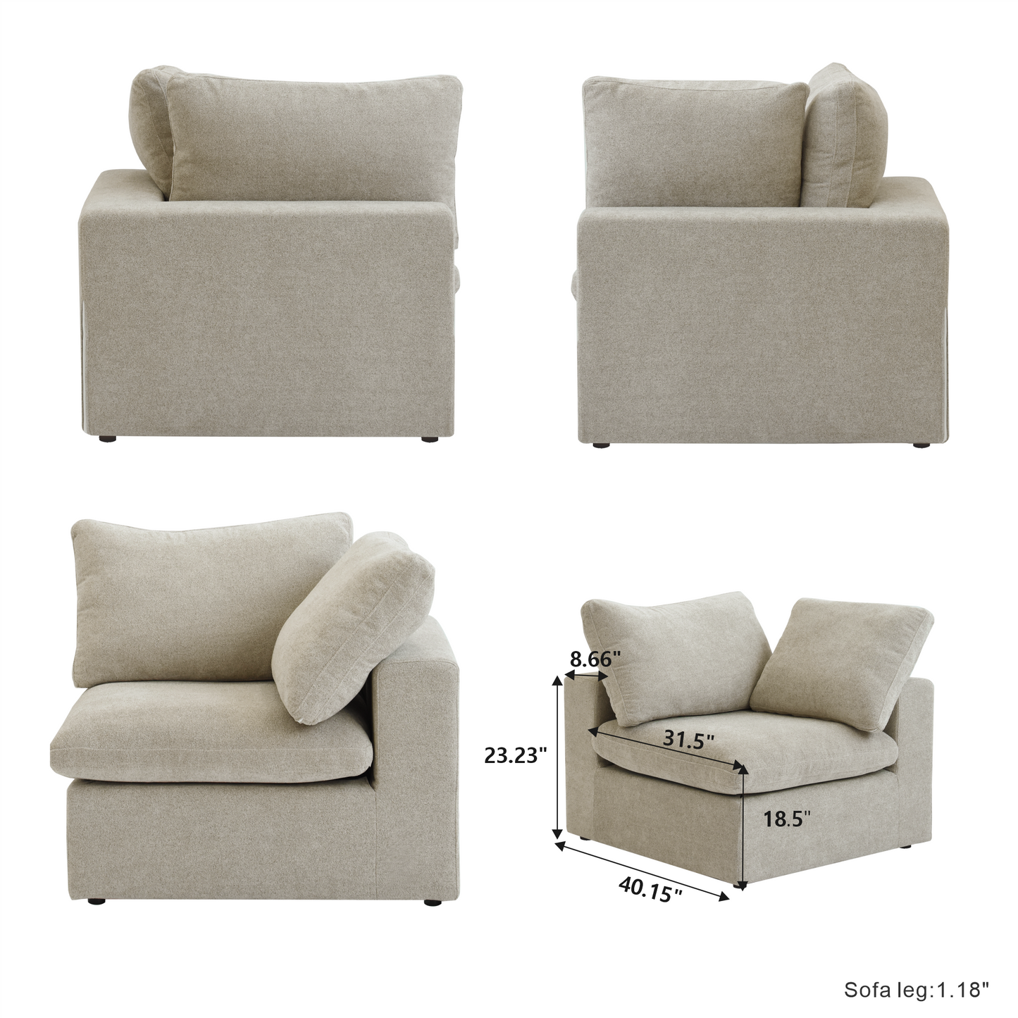 luxurious Corduroy Sectional Sofa Set (Beige) is crafted with a wooden frame and sponge filling, offering durability and comfort. Its modular design and modern style make it versatile for various settings like living rooms, villas, or hotels.