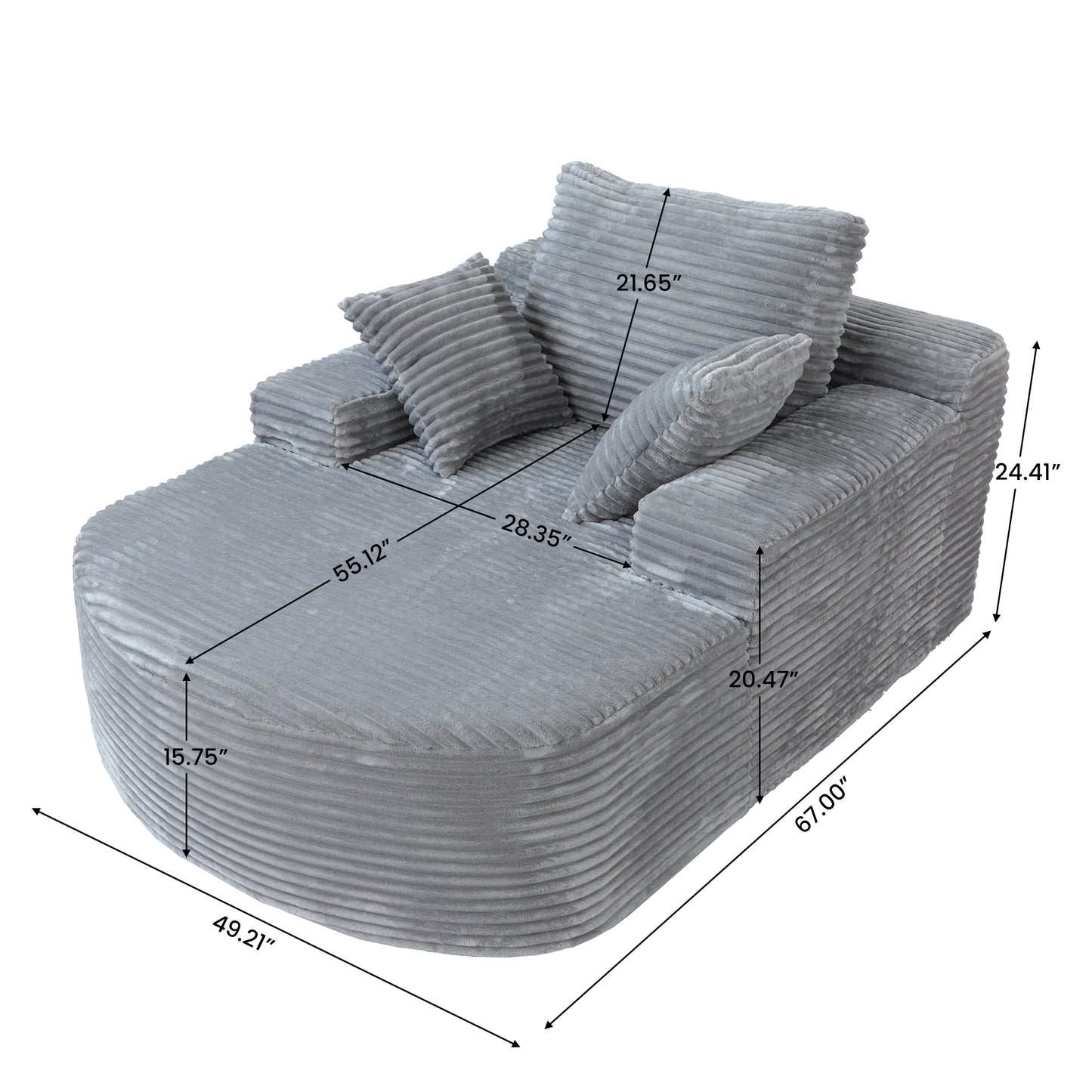 Atunus Modern Oval Corduroy Single Seat Sofa Chair