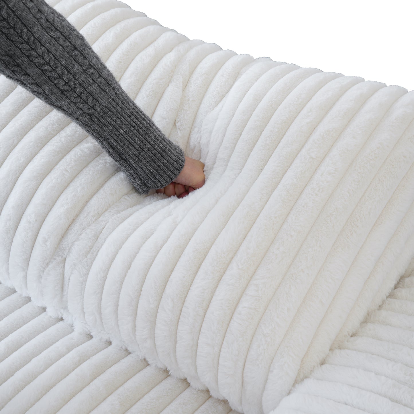 luxurious Corduroy Sectional Sofa Set is crafted with a wooden frame and sponge filling, offering durability and comfort. Its modular design and modern style make it versatile for various settings like living rooms, villas, or hotels.