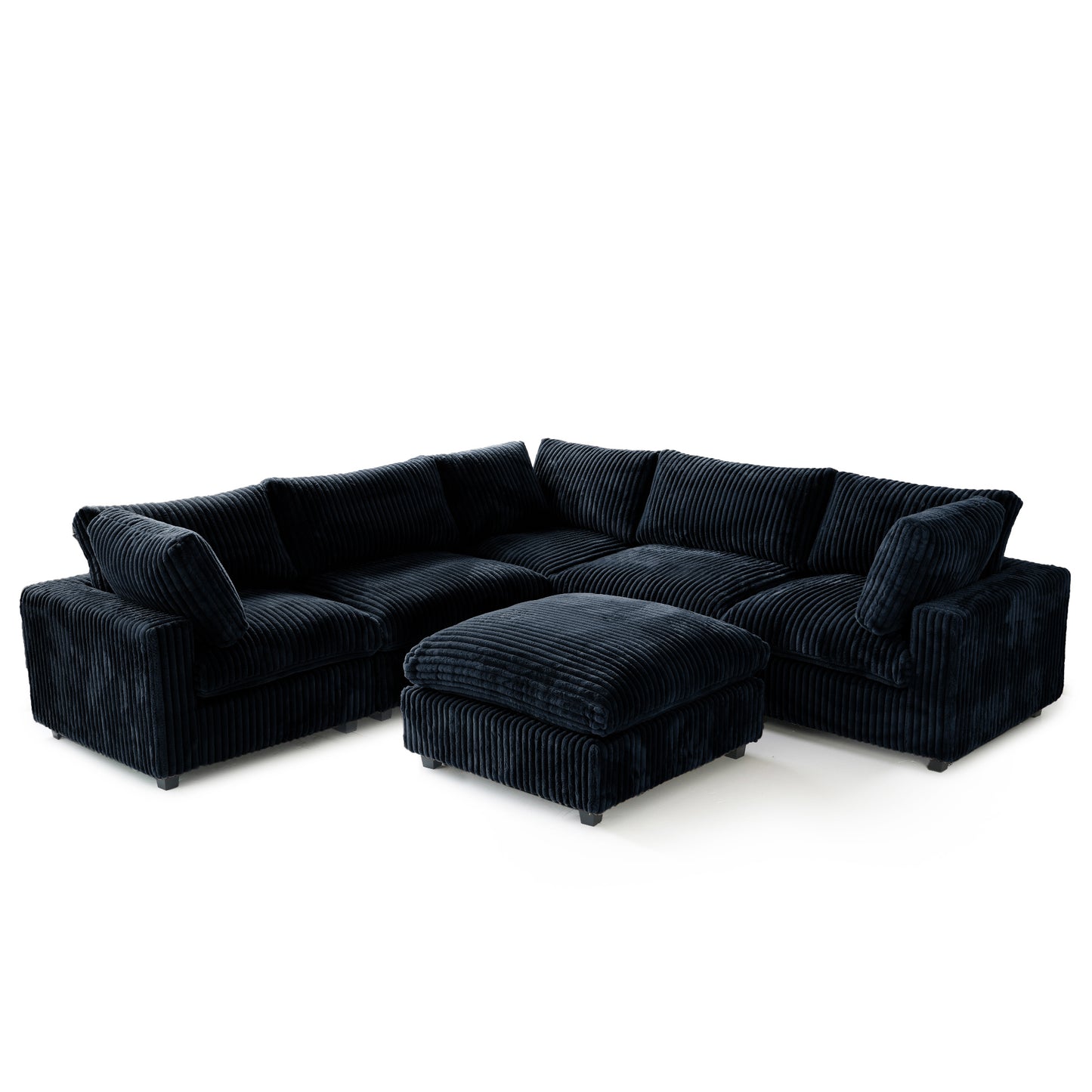 luxurious Corduroy Sectional Sofa Set is crafted with a wooden frame and sponge filling, offering durability and comfort. Its modular design and modern style make it versatile for various settings like living rooms, villas, or hotels. (Copy)