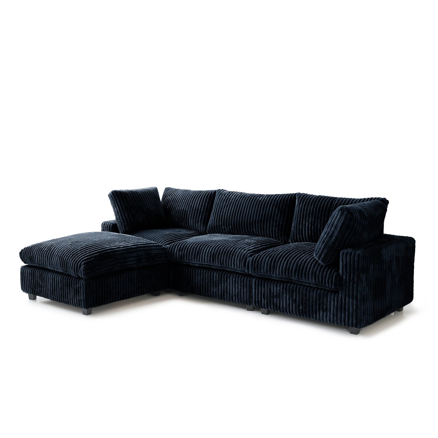 luxurious Corduroy Sectional Sofa Set is crafted with a wooden frame and sponge filling, offering durability and comfort. Its modular design and modern style make it versatile for various settings like living rooms, villas, or hotels. (Copy)