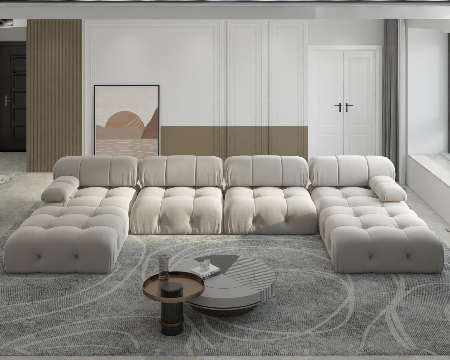 Atunus SF-105 Mario Bellini L-Shaped Velvet Modular Sectional Sofa