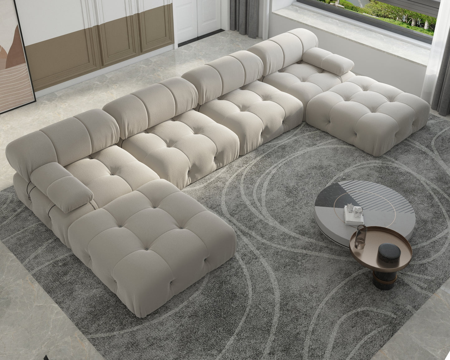 Atunus SF-105 Mario Bellini L-Shaped Velvet Modular Sectional Sofa