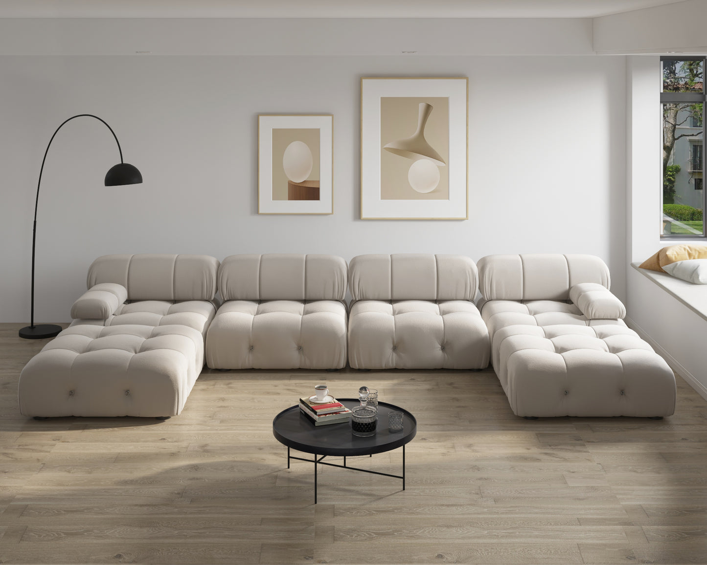 Atunus SF-105 Mario Bellini L-Shaped Velvet Modular Sectional Sofa