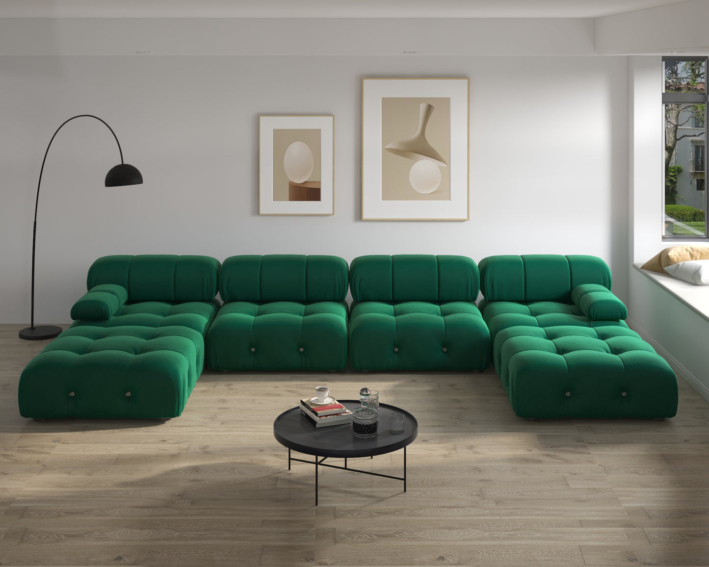 Atunus SF-105 Mario Bellini L-Shaped Velvet Modular Sectional Sofa