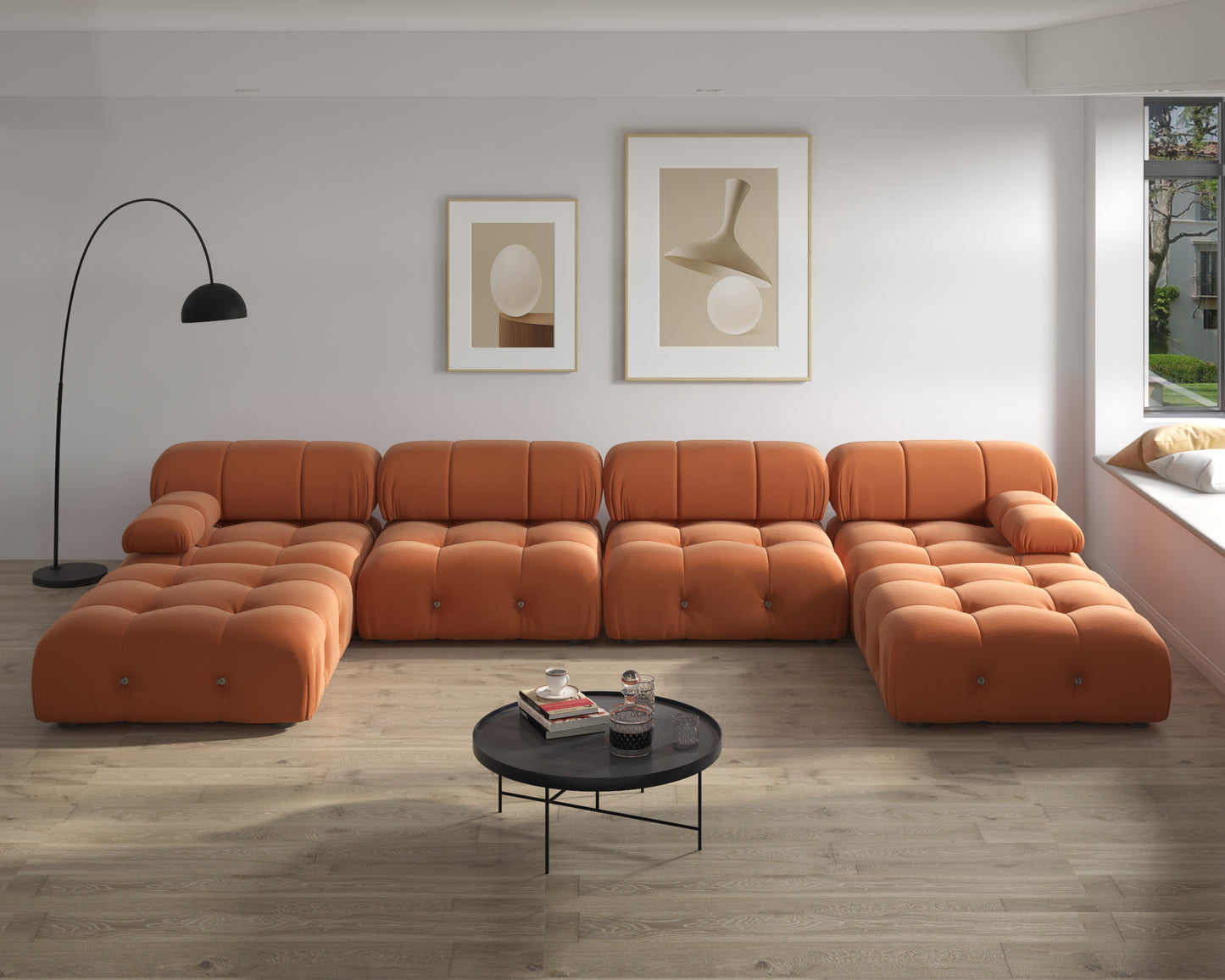 Atunus SF-105 Mario Bellini L-Shaped Velvet Modular Sectional Sofa