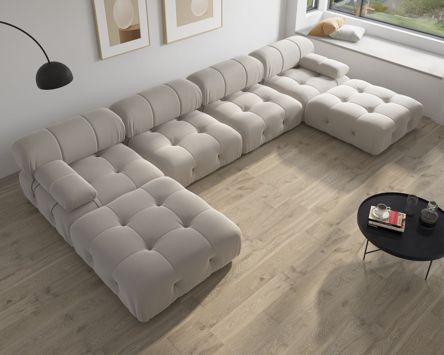 Atunus SF-105 Mario Bellini L-Shaped Velvet Modular Sectional Sofa