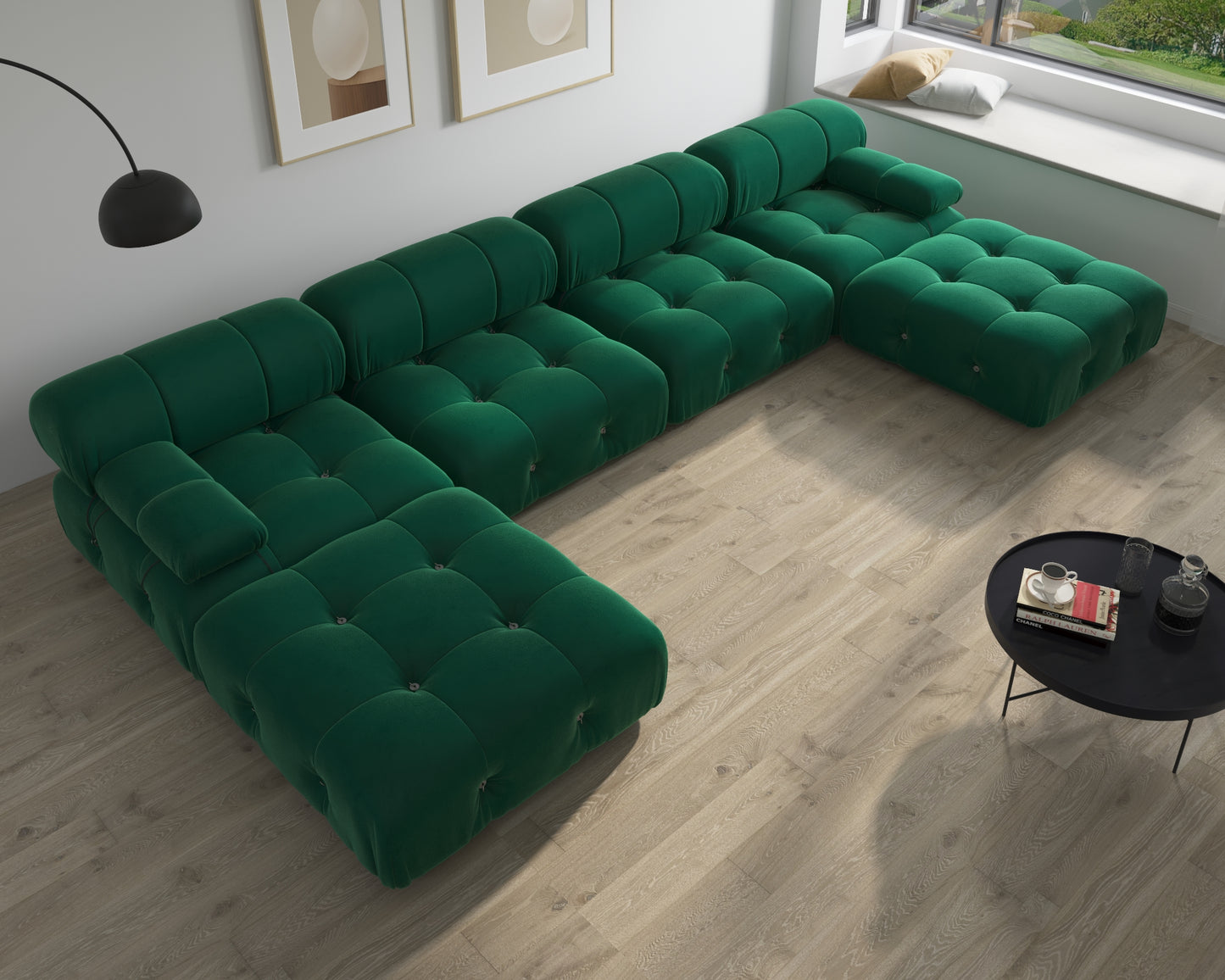 Atunus SF-105 Mario Bellini L-Shaped Velvet Modular Sectional Sofa