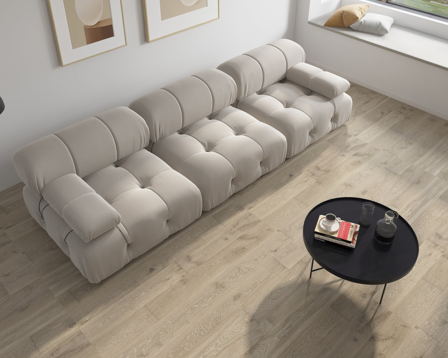 Atunus SF-105 Mario Bellini L-Shaped Velvet Modular Sectional Sofa