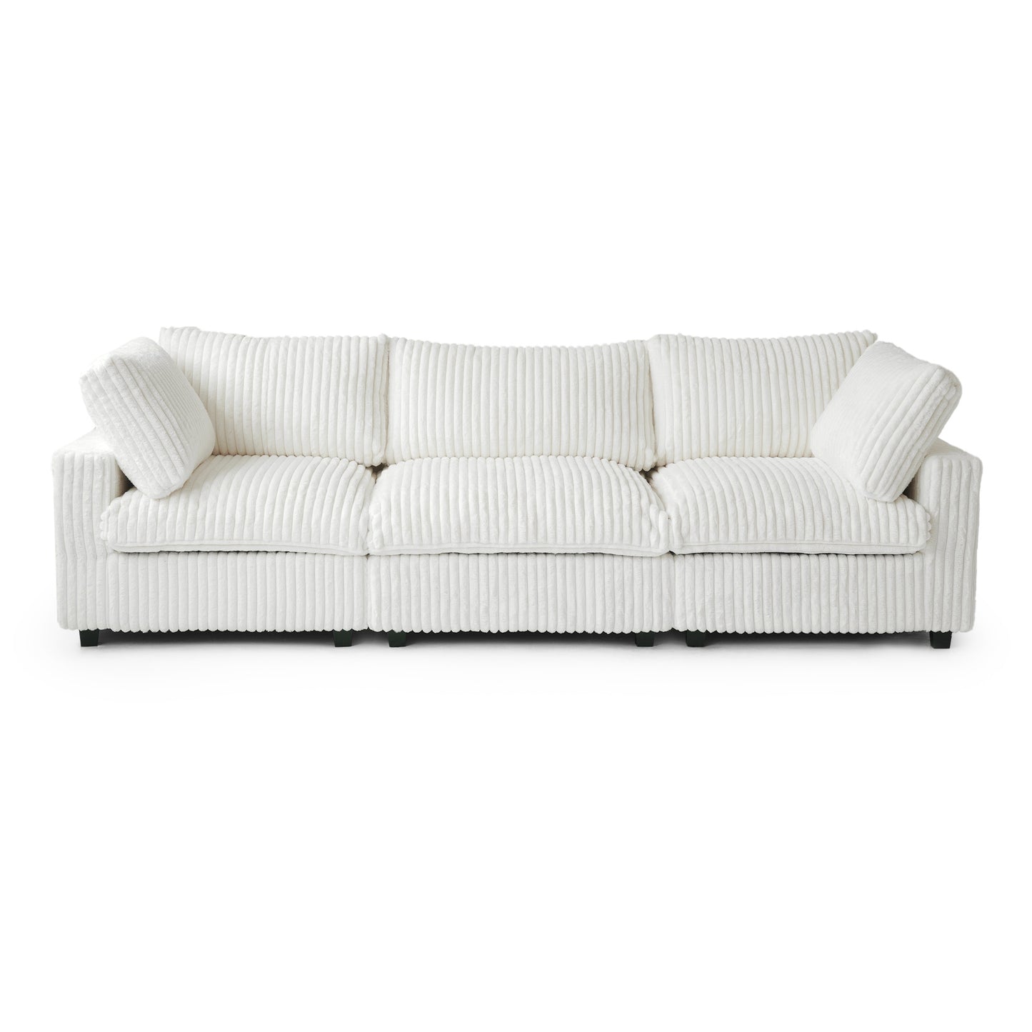 luxurious Corduroy Sectional Sofa Set is crafted with a wooden frame and sponge filling, offering durability and comfort. Its modular design and modern style make it versatile for various settings like living rooms, villas, or hotels.